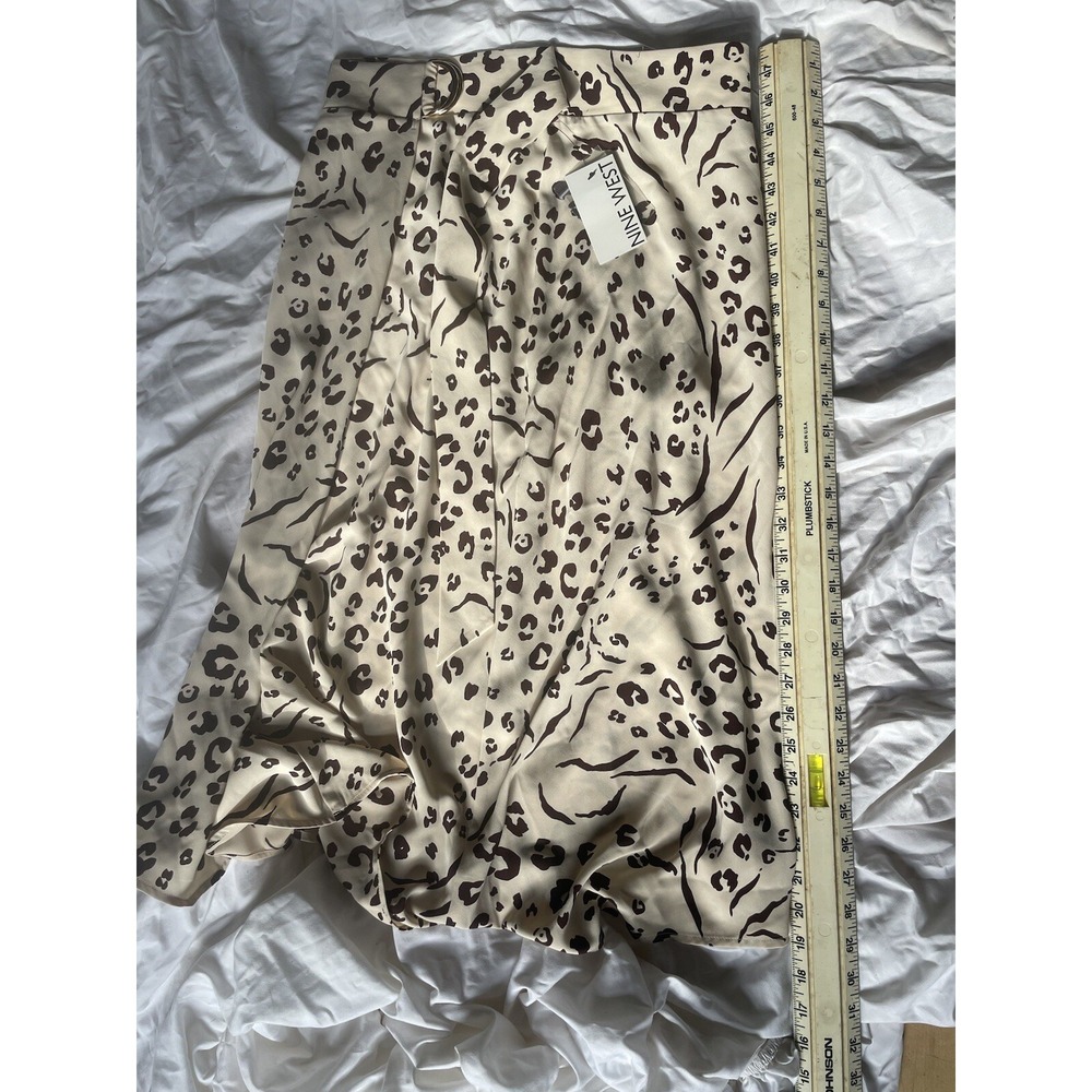 New Nine‎ West Medium Skirt Brown Cream Animal Print Asymmetrical